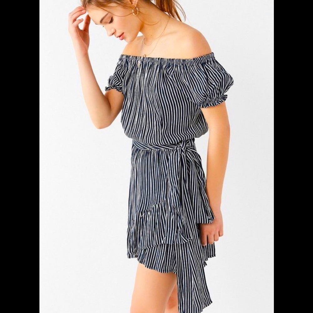 Faithful The Brand Striped Off The Shoulder Mini